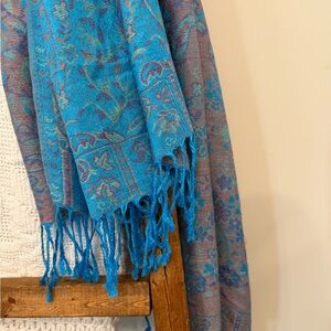 Blue Paisley Festival Scarf Bridesmaid Gift Women Head Wraps Cover Up Rave Scarf